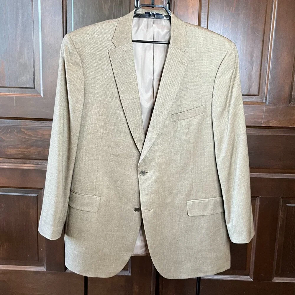 Daniel Cremieux ING LORO PIANA Men's Blazer Wool Mens 48L Tan Sport Coat USA